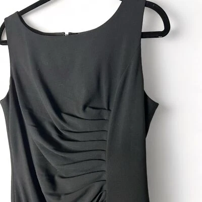 Calvin Klein - Black Sheath Tank Dress with Gathered Sunburst Side Detail - 12 - image 1 of 4