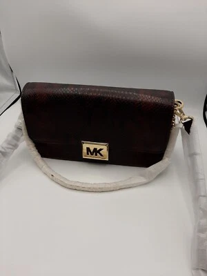 Michael Kors Sonia 35F1G6SL3G Medium Snake Embossed Shoulder Bag - Merlot - Image 1 of 4