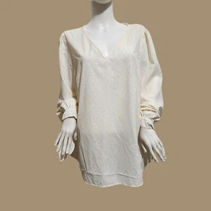Michael Kors Women’s Ivory Long Sleeves V Neck Top Blouse Plus Size 0X (C10) - Picture 1 of 12