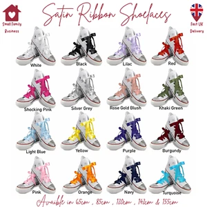 Cordones de cinta satinada para zapatillas, zapatillas, botas Lo & Hi Top, Converse - Imagen 1 de 41