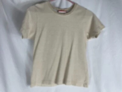 Liz Claiborne Liz & Co Petite Camiseta a Rayas Marrón Claro/Blanco Foto 1 de 4