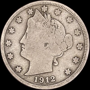 1912-D 5C Liberty Head "V" Nickel Uncertified Circulated - Picture 1 of 2