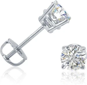 IGI Certified (VS1-VS2 G-H) 1/2ct TW 14K White Gold Lab Grown Diamond Earrings - Picture 1 of 4