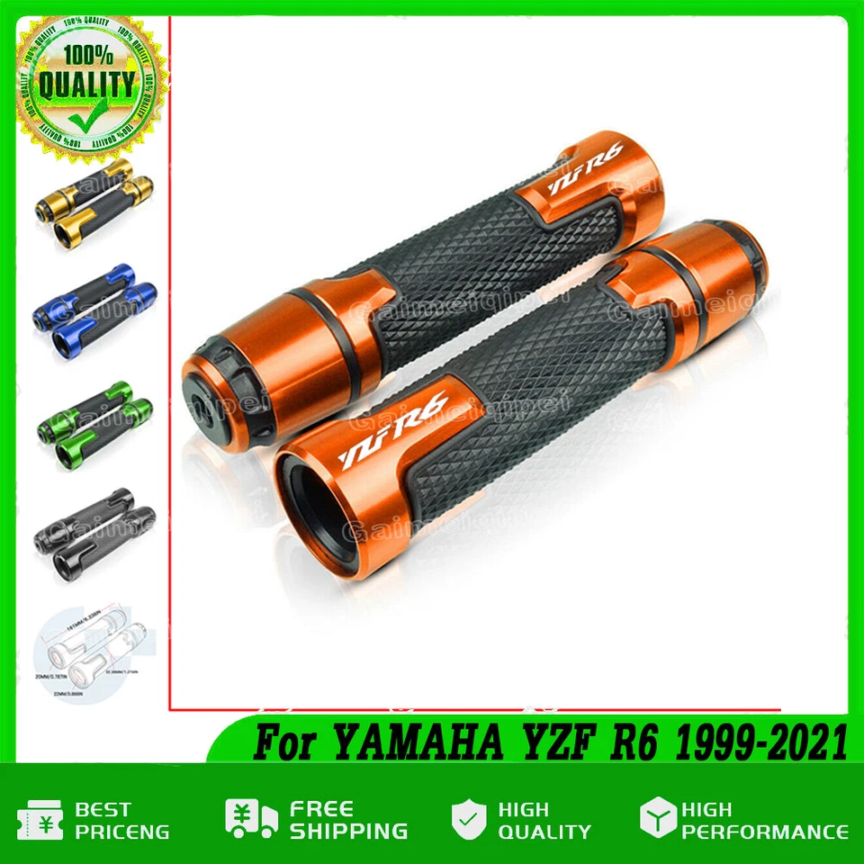 Universal Motorcycle Accessories Handlebar Grips For YAMAHA YZF R6 7/8" 22 MM - Image 1 of 4