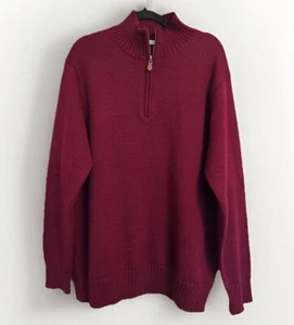 WoolOvers Zip Neck Sweater Red Wine Burgundy Pure Wool XXL Classic - Picture 1 of 6