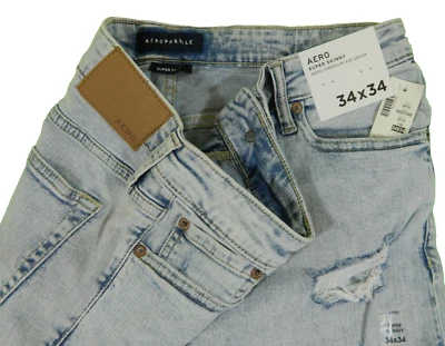 Pantalones de mezclilla ajustados para hombre NUEVO Aeropostale Super Aero Tag 34x34 medida talla 33x33 Foto 1 de 4