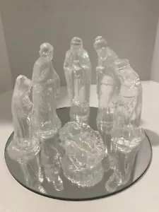Vintage 1988 Set / 7 Glas Krippe mit Spiegel - Bild 1 von 14