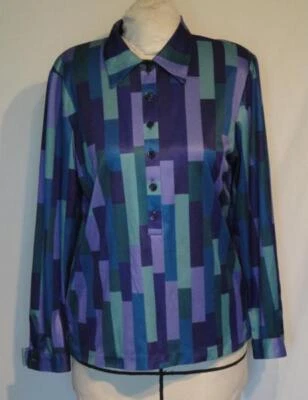 Blusa Pullover Vintage Vera Púrpura y Azul Estampado Geométrico 14 *** Foto 1 de 4