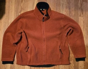 LL Bean Outdoors Mountain Deep Pile Fleece Full Zip Jacket Orange Womans XL - Picture 1 of 9