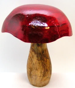 Formano Deko Pilz stehend Mangoholz Rot glasiert 22x16 cm B-Ware - Bild 1 von 2