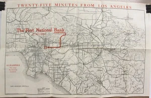City Road Map of Alhambra California and Vicinity c1924 – 14 x 22” - Picture 1 of 8