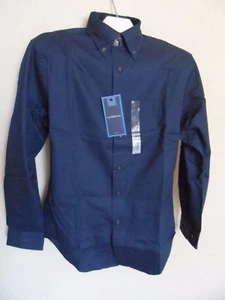 Woven Long Sleeve Button-Down Collar Shirt, Color: Navy, Size: S, MSRP $34 - Bild 1 von 6