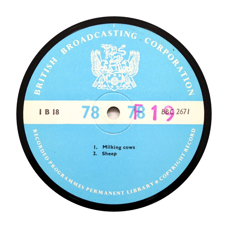 BBC SOUND EFFECTS LIBRARY "Animals: Milking Cows / Sheep" 12" (E+) 1-B-18 [78] - Image 1 of 1