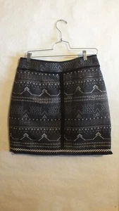 Esqualo Azteken Metallic Schwarz Fransen Minirock Größe 6 - Bild 1 von 10