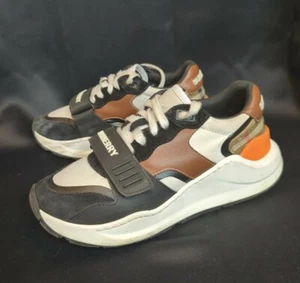 Burberry Ramset Vintage Check White Black Orange Trainers Sneakers 36 Italy - Picture 1 of 8