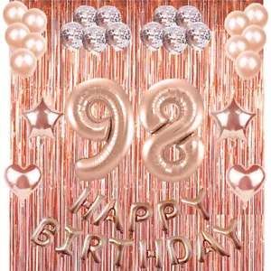 Striscione Buon Compleanno Oro Rosa 98° Confetti Palloncino Decorazione Festa Forniture - Foto 1 di 3