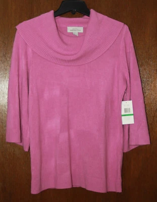 Hampshire Studio Womens NEW Knit Pullover Cowl Turtleneck Sweater, L Large, Pink - Image 1 of 4