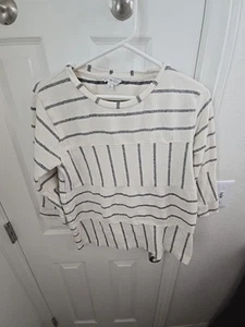 Lucky Lotus Sweatshirt Womens S Pullover Beach Surfer Boho Teens Striped - Picture 1 of 11