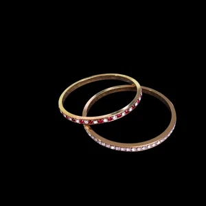  Vintage Avon goldfarbenes Armband Set rote & klare Strasssteine mit Box  - Bild 1 von 4