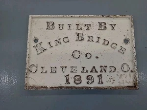 Antike Gusseisen Brücke PLAKETTE "KING BRIDGE Co. Cleveland O. 1891, 10'×7' Zoll - Bild 1 von 9