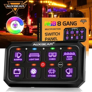 AUXBEAM RGB 8 Gang Switch Panel Toggle/Momentary/Pulsed 3 Modes Circuit Control - Picture 1 of 12