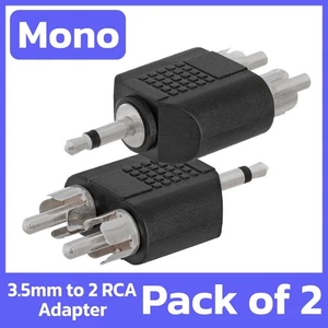 2 Pack 3.5mm to 2 x RCA Mono Adapter Male to Male Audio Splitter Audio Converter - Picture 1 of 4