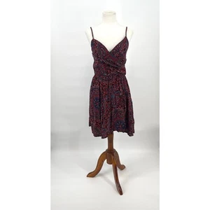 Abercrombie Spaghetti Strap Paisley Burgundy and Navy Dress Size Small Y2K - Picture 1 of 7