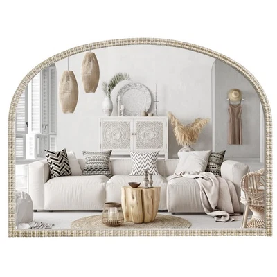 Espelho vintage branco e dourado para vaidade 32x24 polegadas, espelho antigo dourado com ornamento... - Imagem 1 de 4