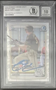 2020 Bowman Chrome OWEN CAISSIE Signed Auto 1st Refractor Padres Cubs Beckett 10 - Picture 1 of 2