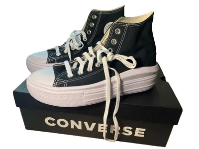 匡威 Converse Chuck Taylor All Star Move Platform Hi 女式运动鞋 10 黑色/白色 — 第 1/4 张图片