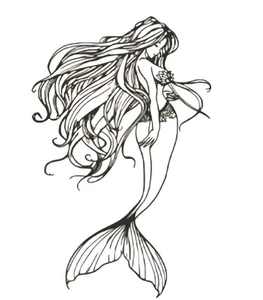 Arte de sirena colgante de pared metal negro corte láser decoración del hogar océano vida marina - Imagen 1 de 4