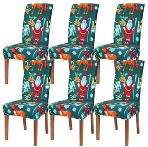 Christmas Decorations Chair Covers, Stretch Removable Santa Dining Chair Covers - Picture 1 of 7