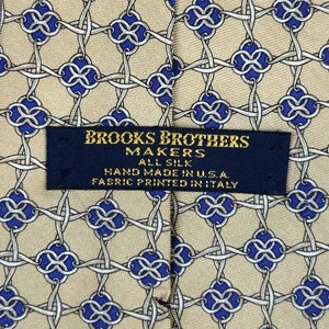Cravatta uomo Brooks Brothers vintage 58”x3,75” seta oro geometrica AOP  - Foto 1 di 3