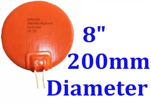 8" 200mm Diameter 200W Universal Round CE UL JSRGO Silicone Rubber Heater Pad - Picture 1 of 12