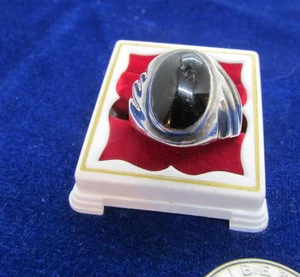 VINTAGE MEXICAN STERLING BLACK ONYX GENTS RING SIZE 9.5 UP TO 10 - Picture 1 of 9