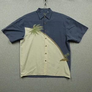 Bamboo Cay Shirt Mens Medium Embroidered Palm Tree Button Up Hawaiian Beach - Picture 1 of 9