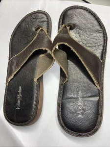 Mens Jm Julius Marlow Brown Tan Work Thong Leather Slippers Shoes 10 44 - Picture 1 of 4