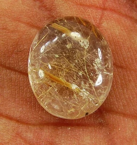 7.70 Ct Natural Golden Rutile Quartz Gemstone Cabochon Wire Wrap Stone - 28153 - Foto 1 di 3