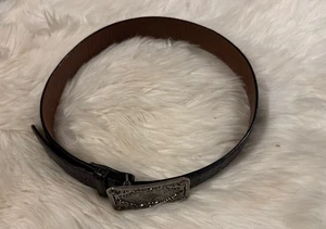 DAMEN TONY LLAMA GR 32 SCHWARZ KROKO GÜRTEL MIT ANTIGUED SILBER GÜRTELSCHNALLE - Bild 1 von 5