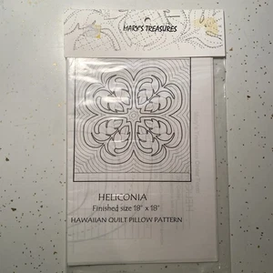 Mary’s Treasures Hawaiian Quilt Pillow Patterns 18”x18” Heliconia, New - Picture 1 of 6