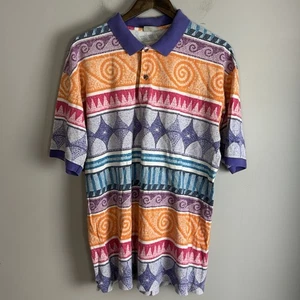 VINTAGE SERGIO TACCHINI Mens Colorful Polo Short Sleeve Shirt Size XXL Golf - Picture 1 of 9
