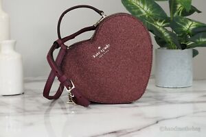 Kate Spade Love Shack Small Heart Deep Nova Glitter Fabric Crossbody Bag Handbag