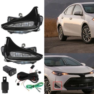 Fit For 2017-2019 Toyota Corolla Front LED Fog Lights DRL Fog Lamps w/Bulbs Kit - Picture 1 of 12