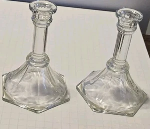 HOMECO KLARGLAS KEGEL KERZENSTÄNDER 6,75" hoch 2er SET Vintage - Bild 1 von 14