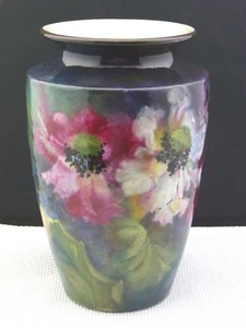 schöne Jugendstiel Keramik Vase Mohnblumen Dreimüller Franz Anton Mehlem - Bild 1 von 7