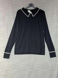 Hobbs Merinowolle Pullover Damen Größe L schwarz dünner Strick weicher Pullover - Bild 1 von 10