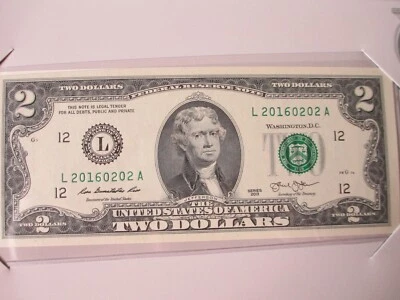 2016 BEP $2 SINGLE NOTE FROM SAN FRANCISCO FEDERAL RESERVE BIRTHDAY NOTE #2 - Image 1 of 4