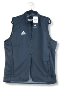 adidas Game Mode Vest Men's Casual Full Zip Vest FP9989 Black White Large - Picture 1 of 12