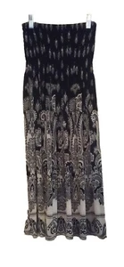 CRISTINALOVE Halter Top Black White Sundress SZ L Beaded Accent Straps 20"W - Picture 1 of 7