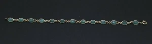 18k Solid Yellow Gold Natural Green Jade Bracelet 7" (5g) - Picture 1 of 8